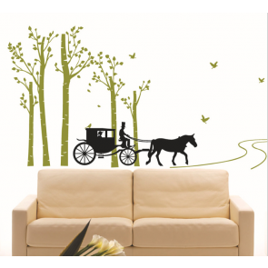 Black Horse and Carriage Wall Decal Sticker