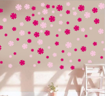 Pink Flower Shower Wall Decal Sticker
